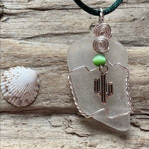 Sea glass cactus necklace